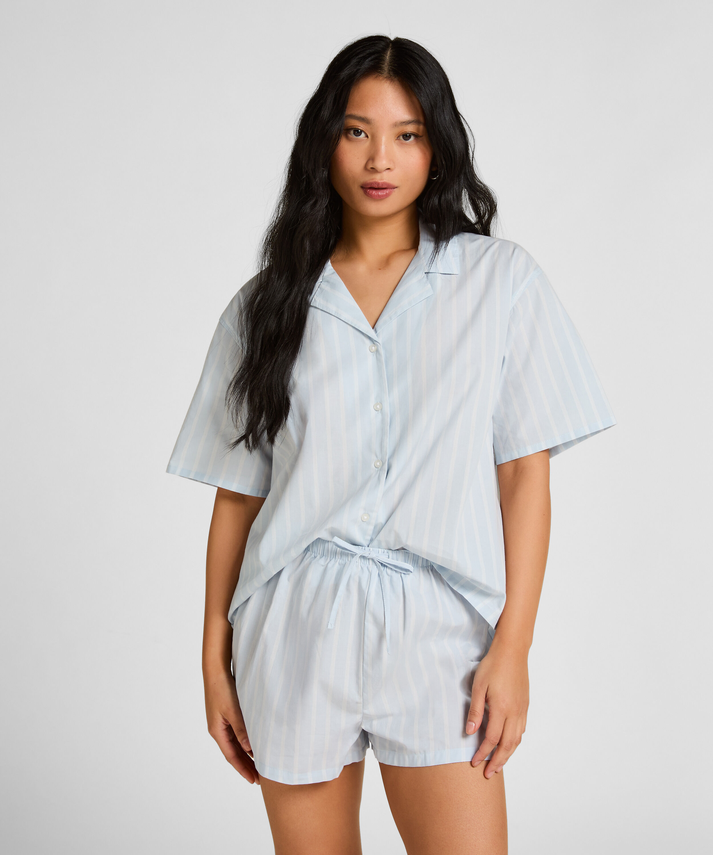 Veste Rayée en Coton, Bleu