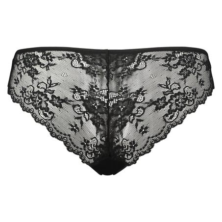 Slip brésilien Invisible Lace Back, Noir