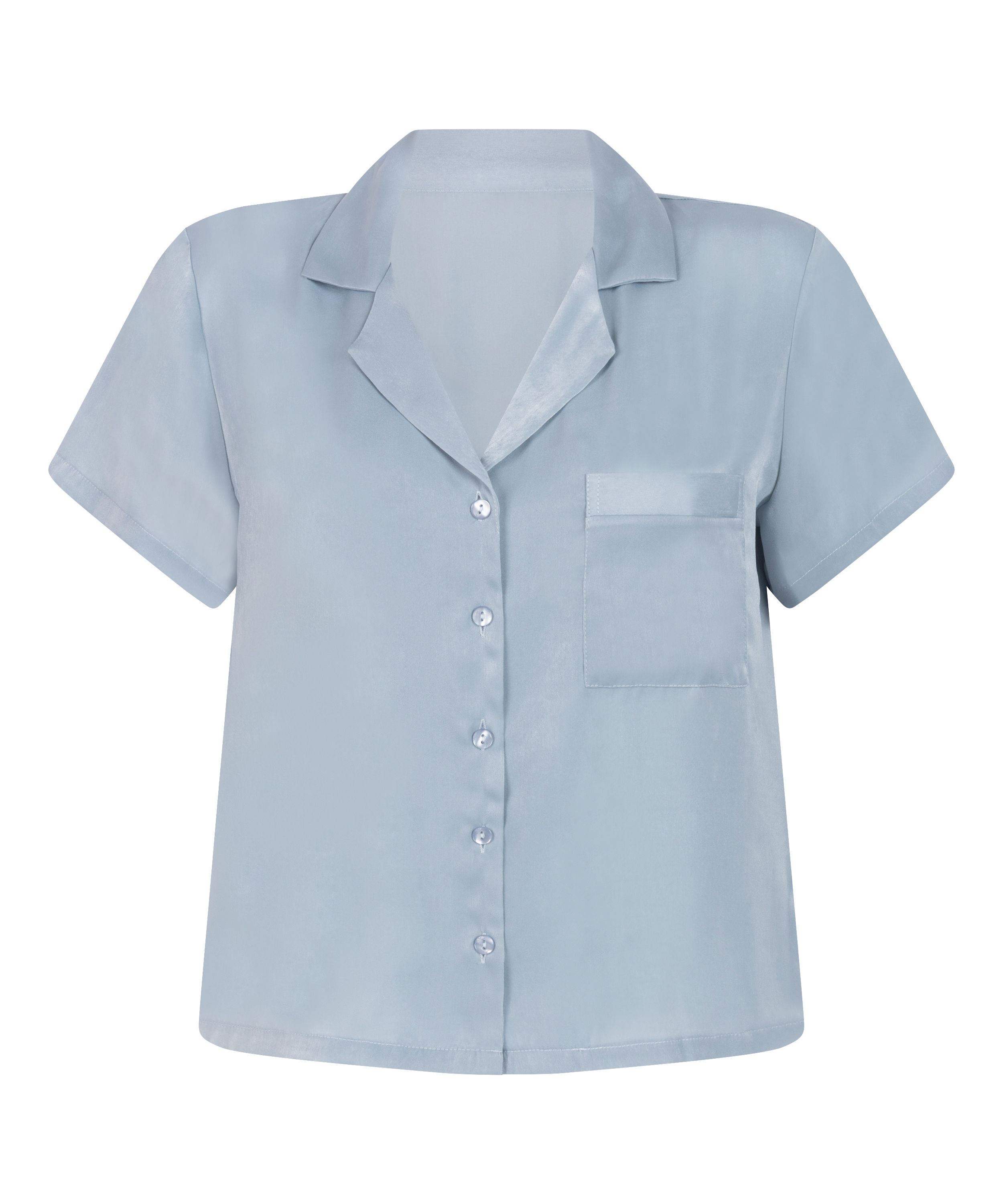 Kurzärmelige Satin-Jacke, Blau, main