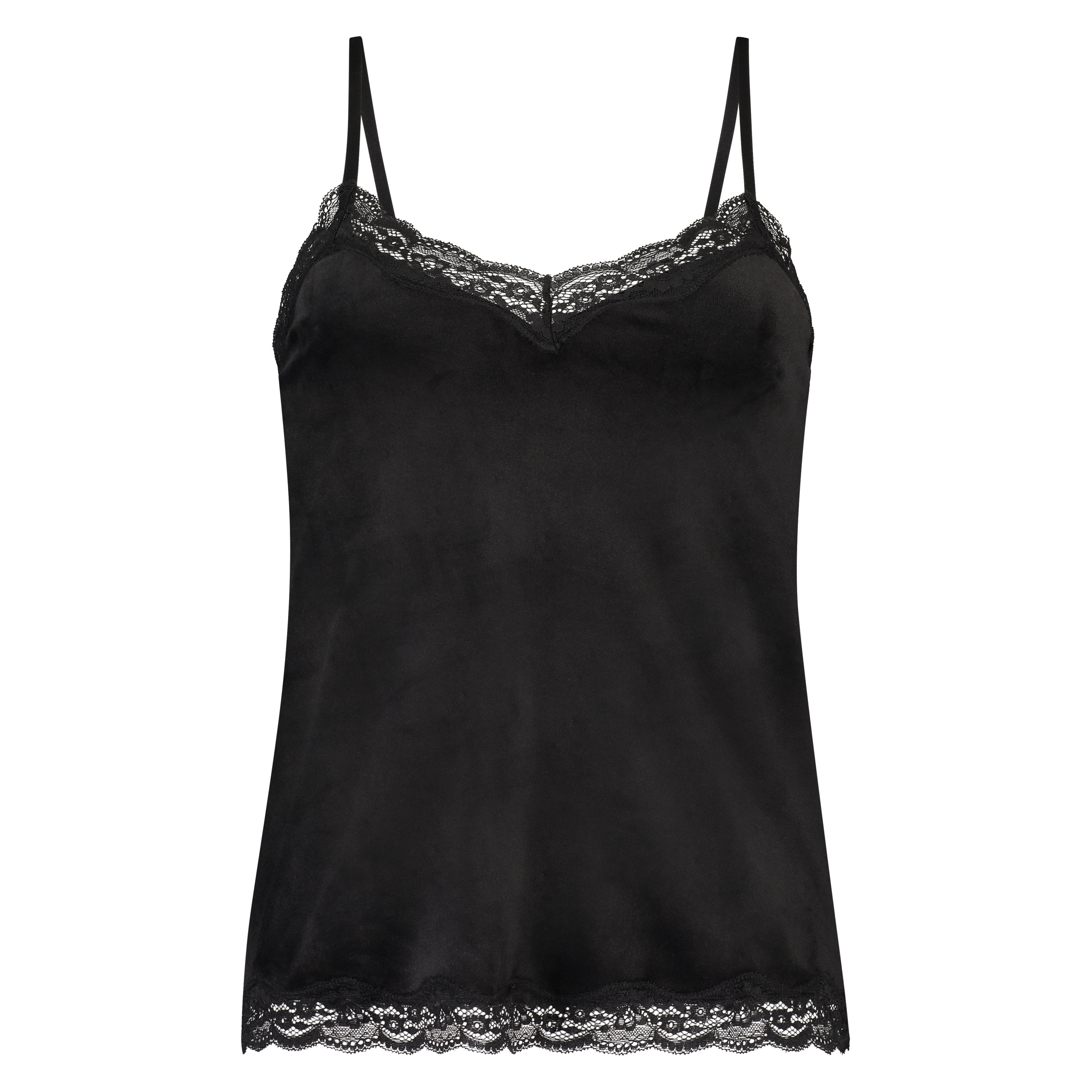 Cami Top Velours Lace, Schwarz, main