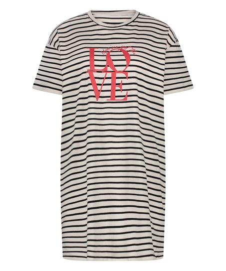 Chemise de nuit col rond, Noir