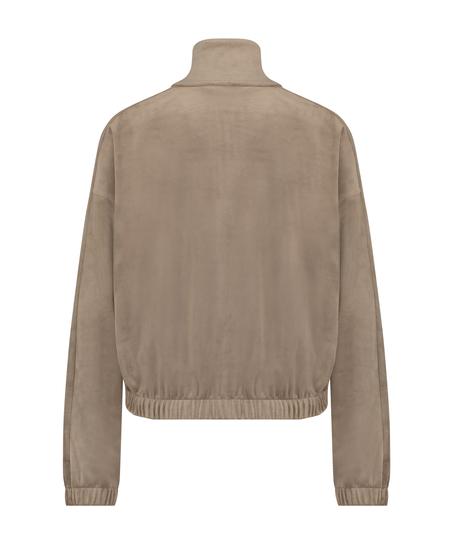 Lang&auml;rmeliges Top Velours, Braun