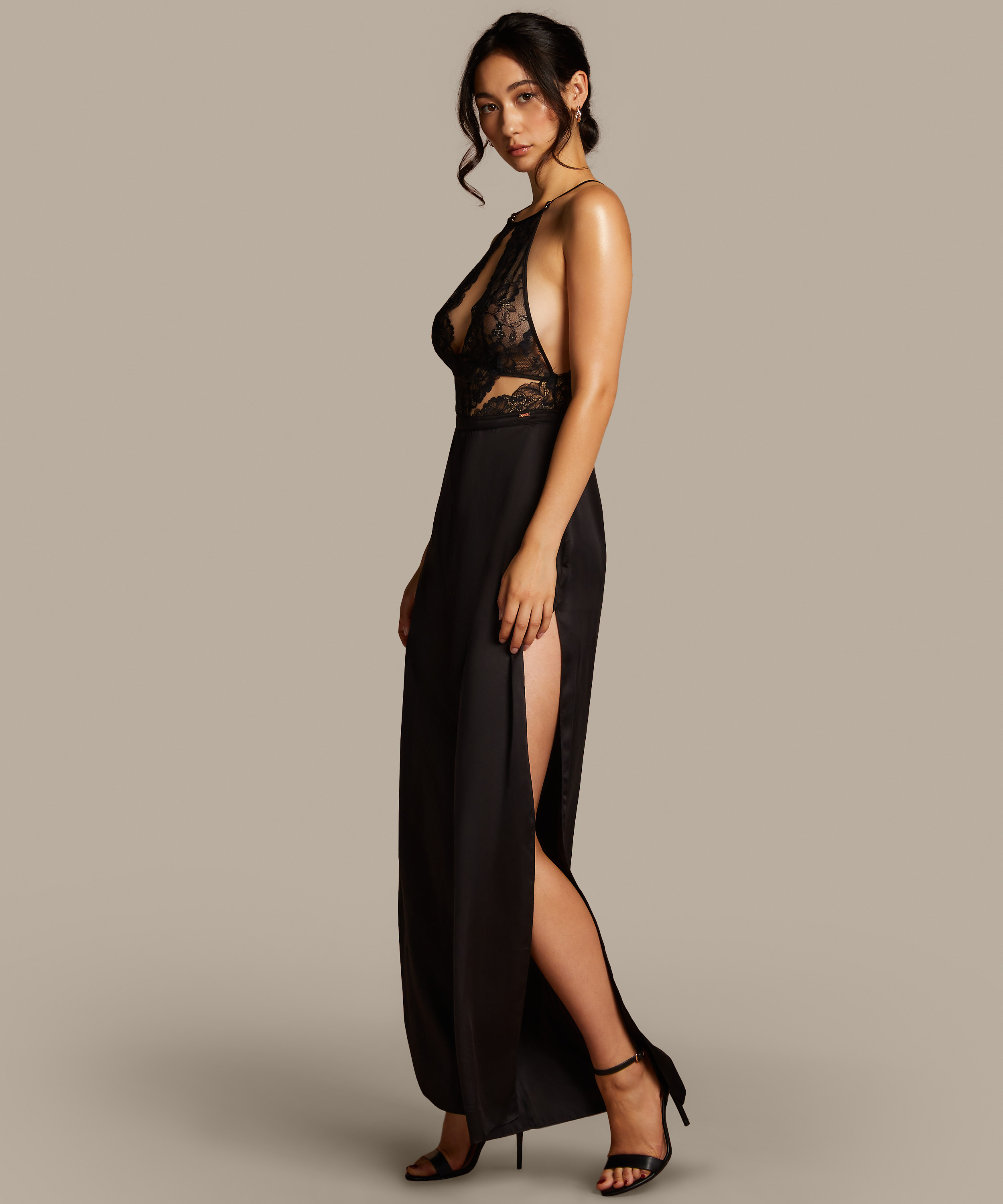 Jumpsuit Satin-Spitze Gabriel, Schwarz, main