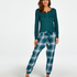 Petite Pyjamahose Twill Check, Blau