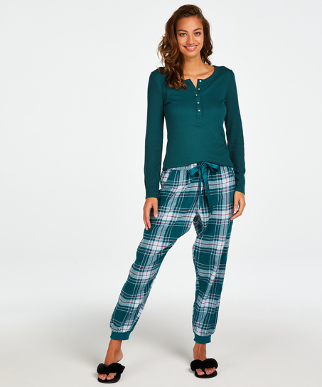 Petite Pyjamahose Twill Check, Blau