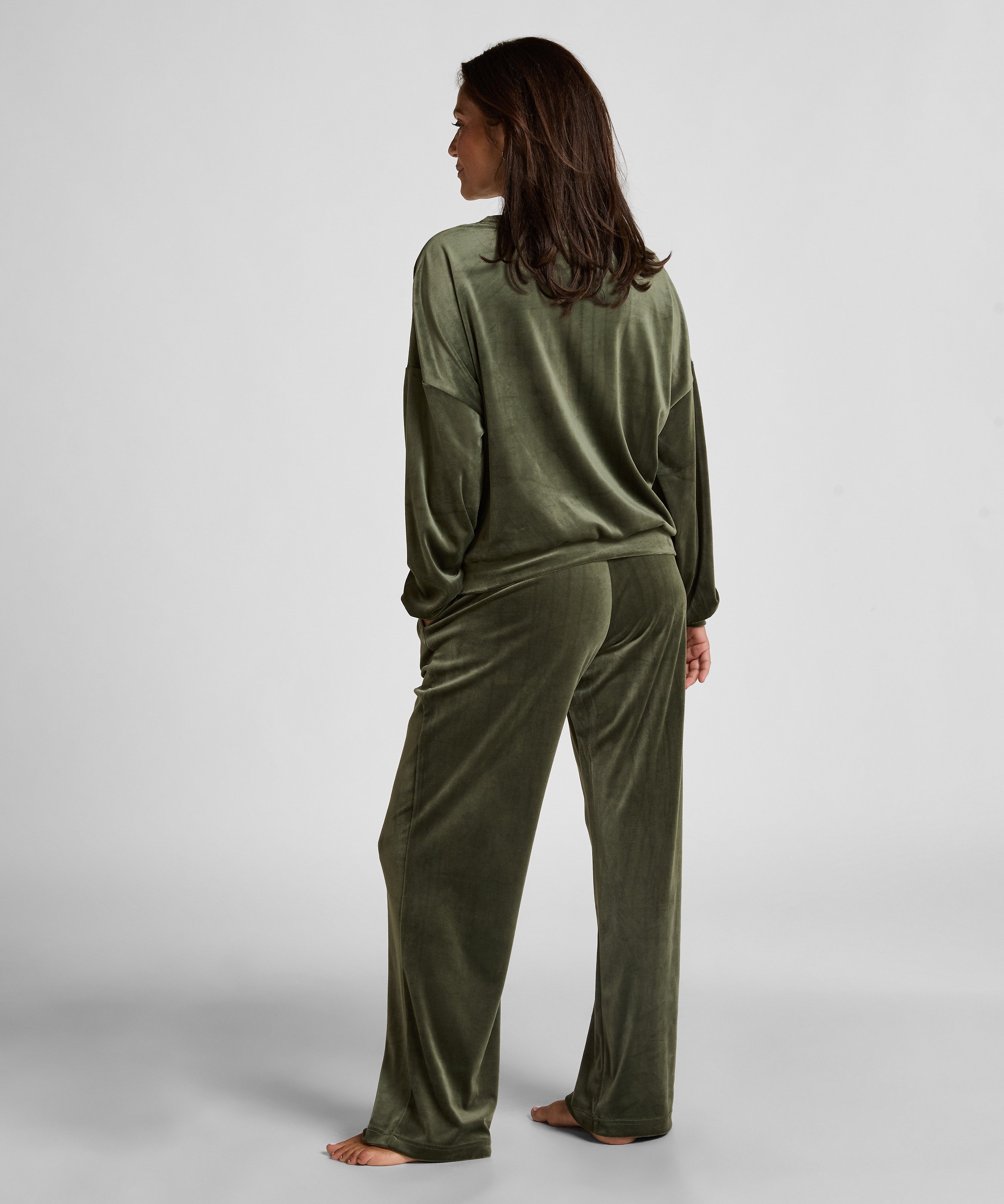 Top Velours, Vert, main