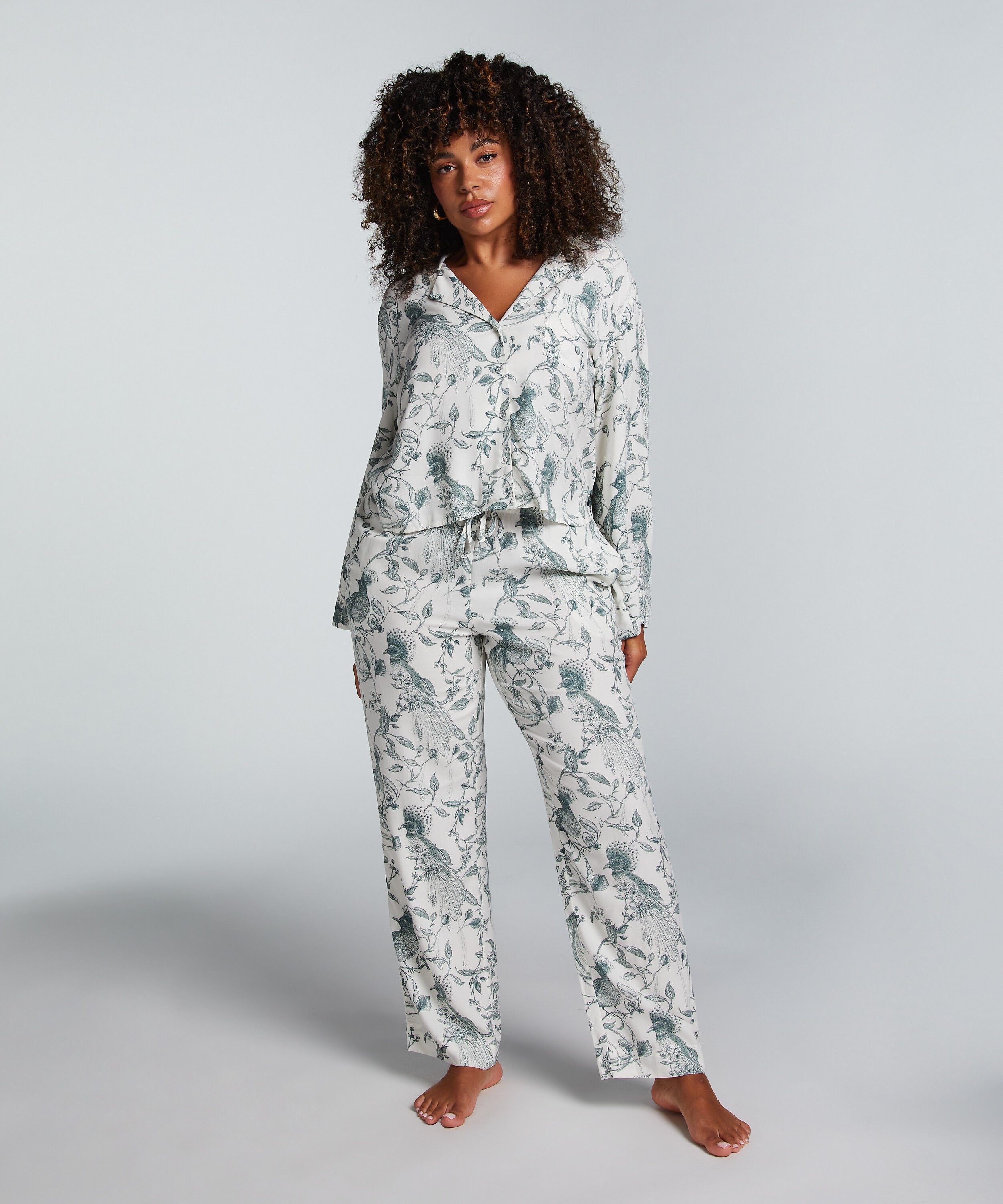 Pyjamahose Baumwolle, Weiß
