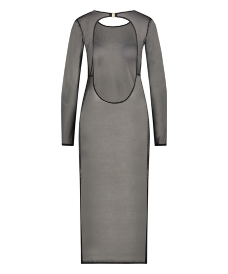 Langes transparentes Kleid, Schwarz