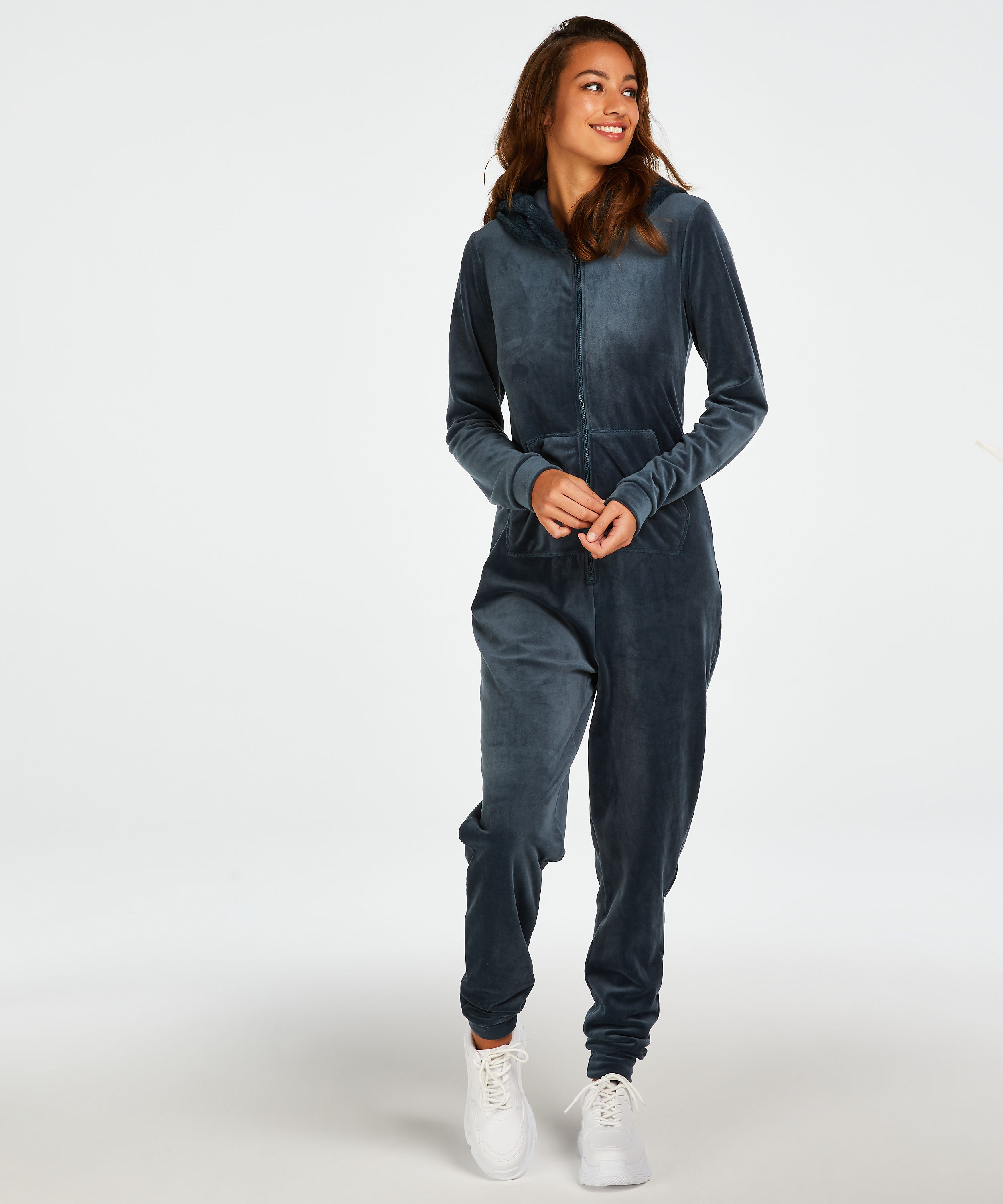 Onesie Velours, Blau, main