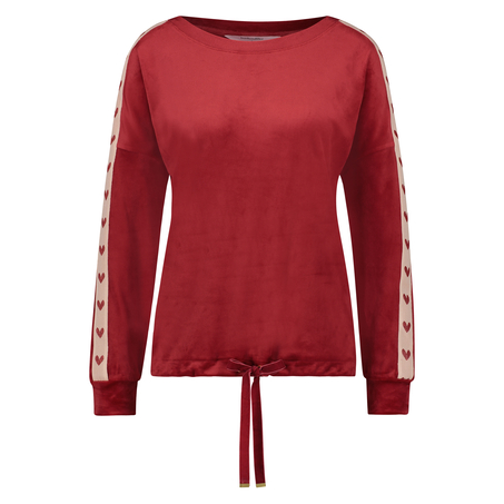 Top aus Velours mit Herzchen-Motiv, Rot
