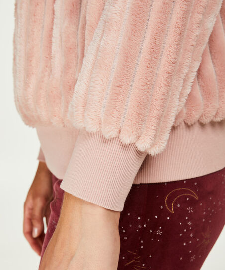 Top polaire &agrave; manches longues, Rose