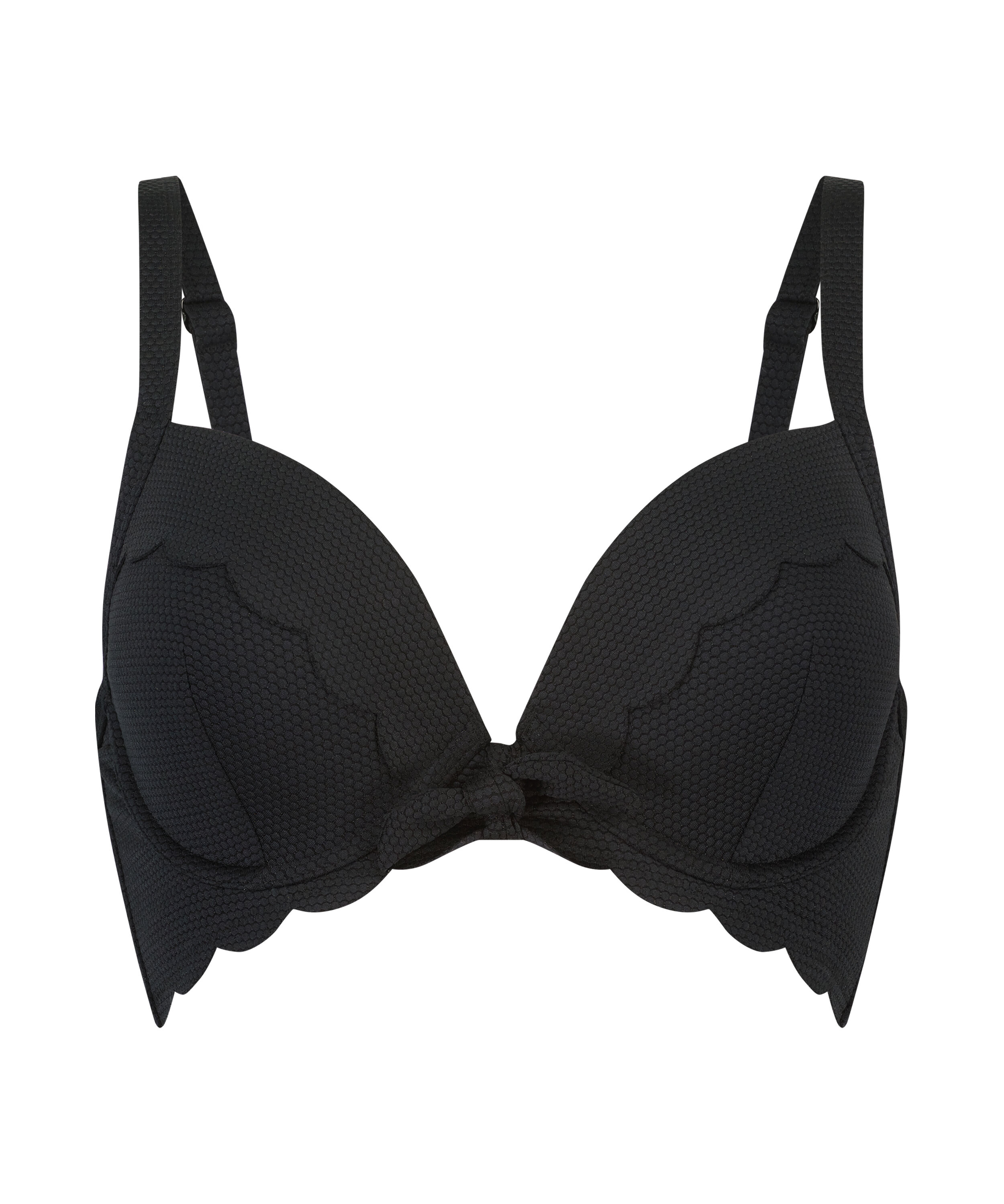 Haut de bikini préformé à armatures Scallop, Noir Haut de bikini préformé à armatures Scallop, Noir