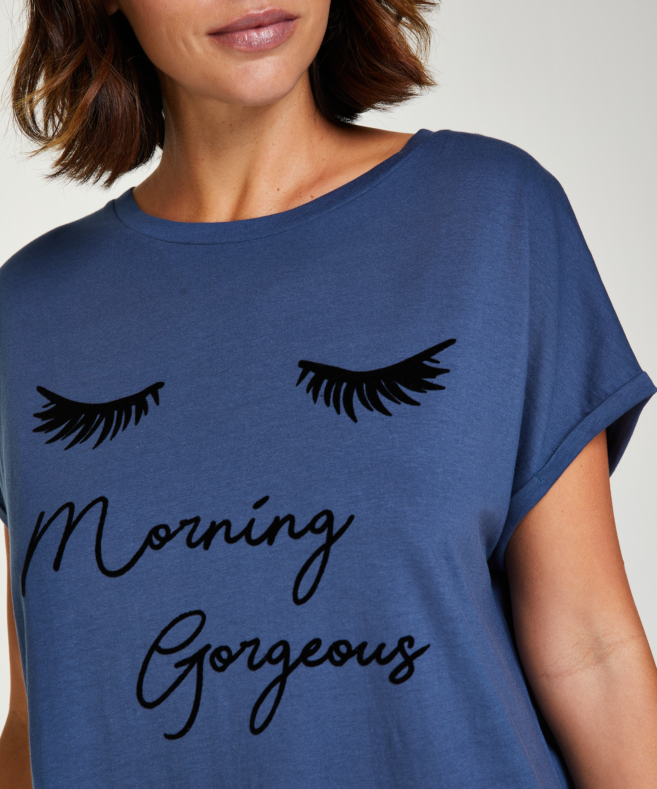 Nachthemd Rundhalsausschnitt, Blau, main