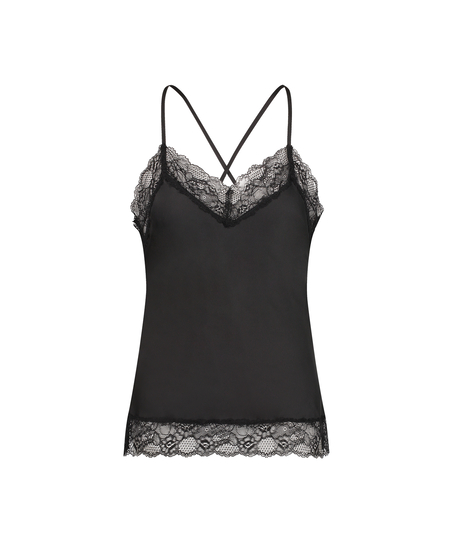 Haut de camisole Satin Dentelle, Noir