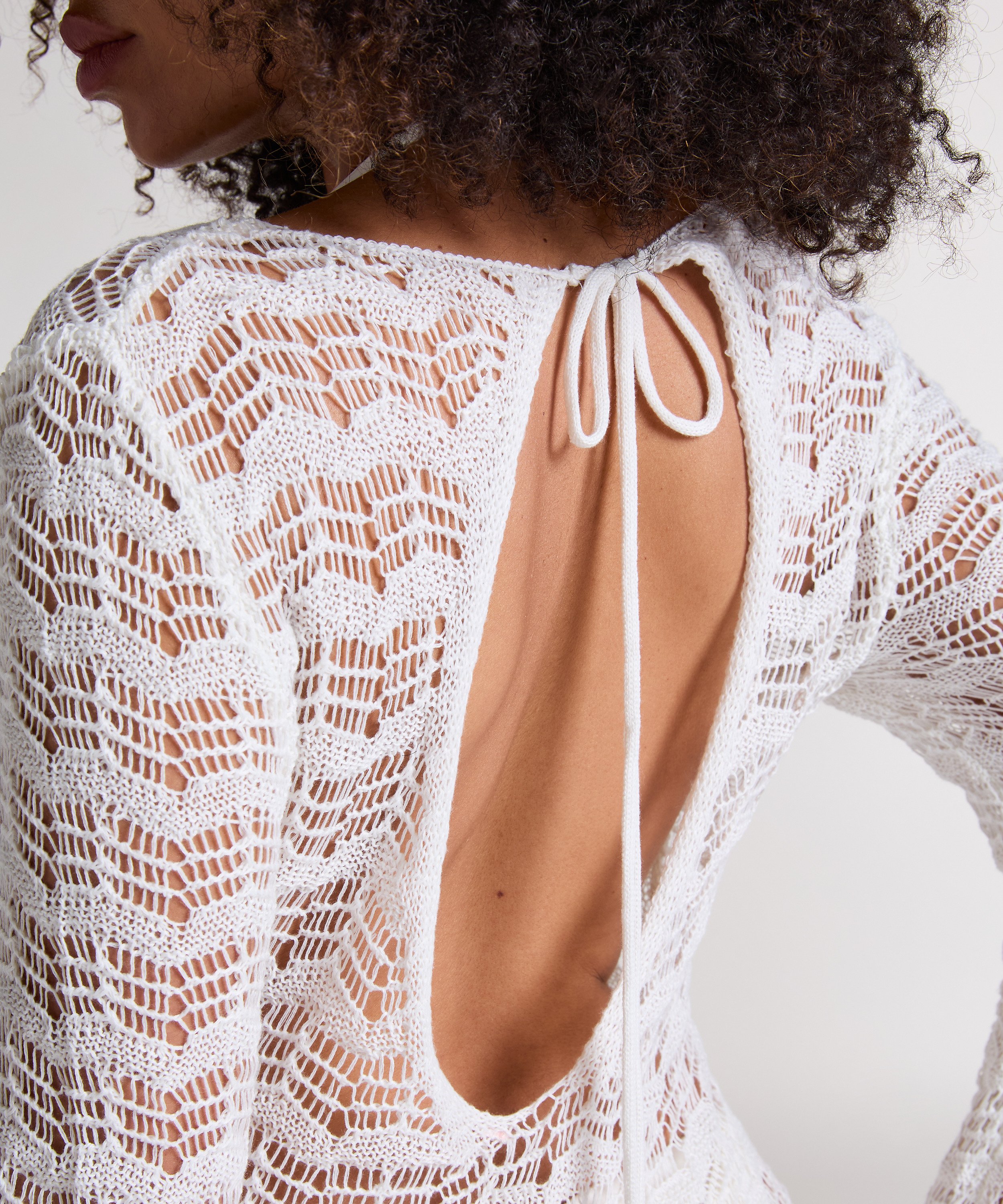 Crochet Maxikleid, Weiß, main