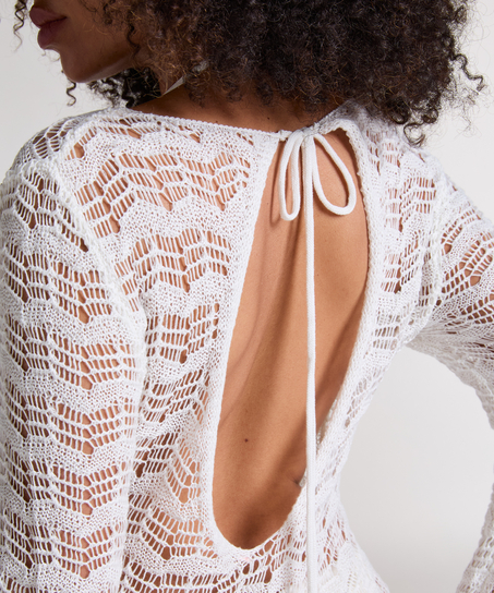 Crochet Maxikleid, Weiß