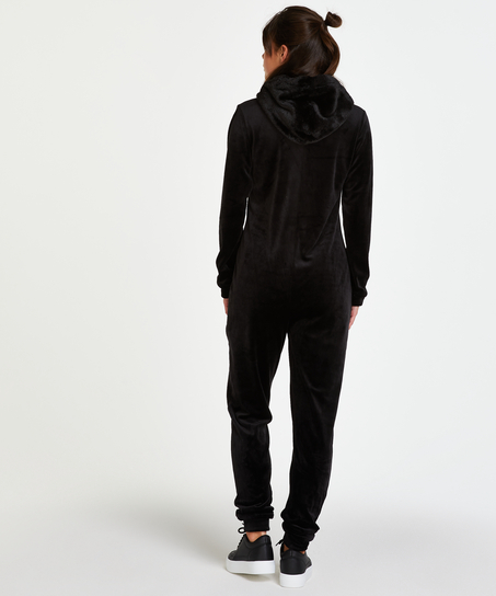 Onesie Velours, Schwarz