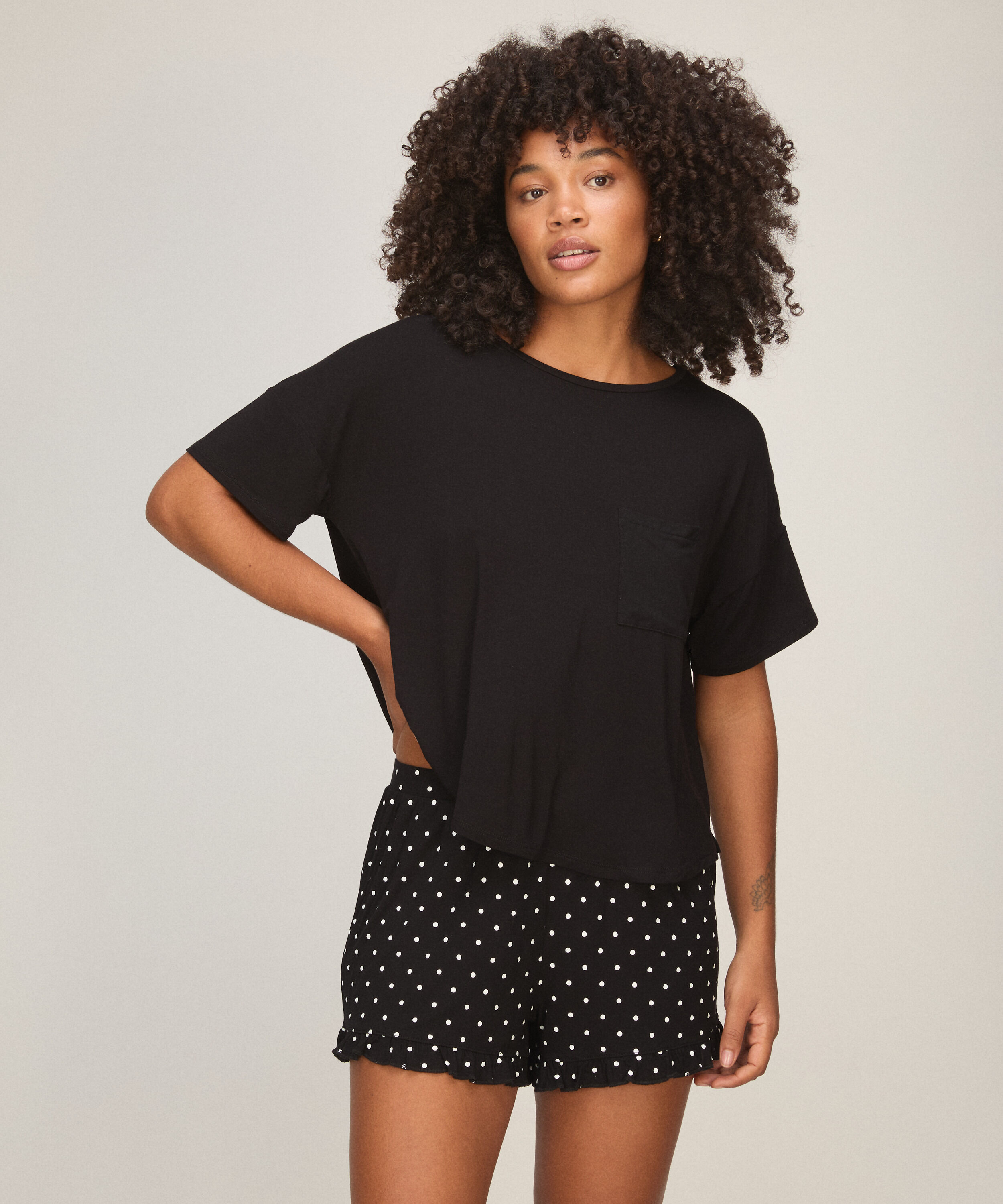 Kurzes Pyjamaset, Schwarz