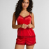 Camisole velours Dentelle, Rouge