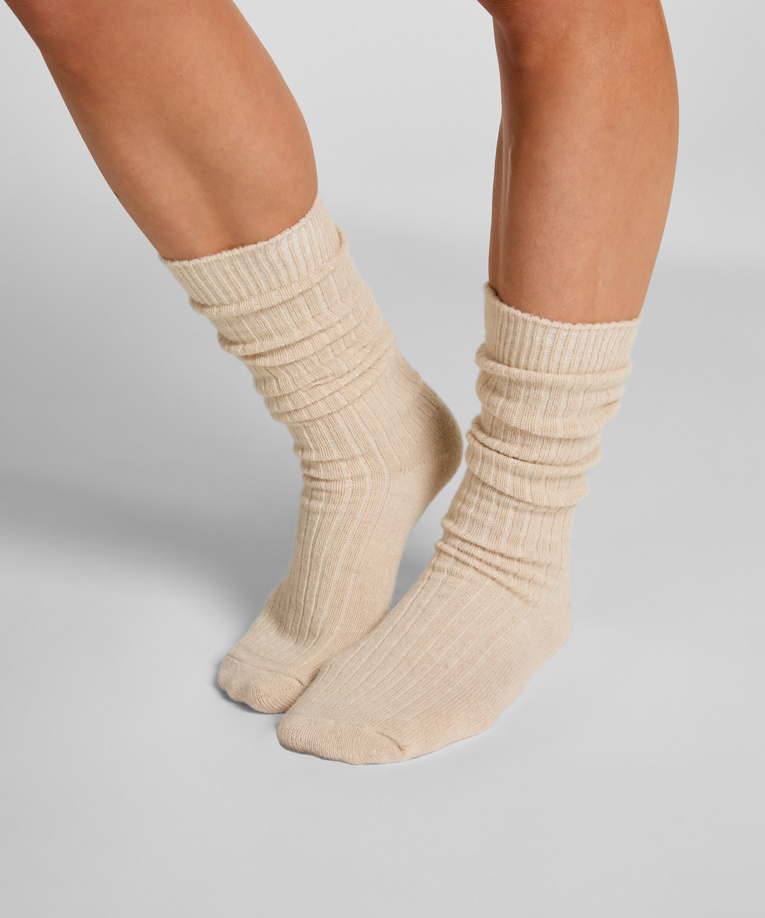 Chaussettes avec Cachemire, Blanc Chaussettes avec Cachemire, Blanc