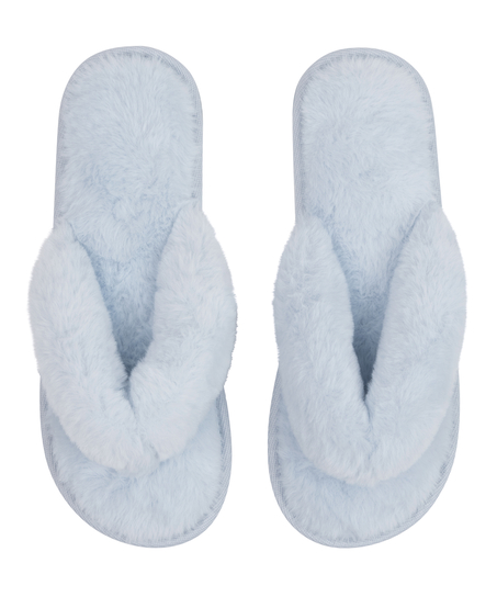 Hausschuhe Fake Fur, Blau
