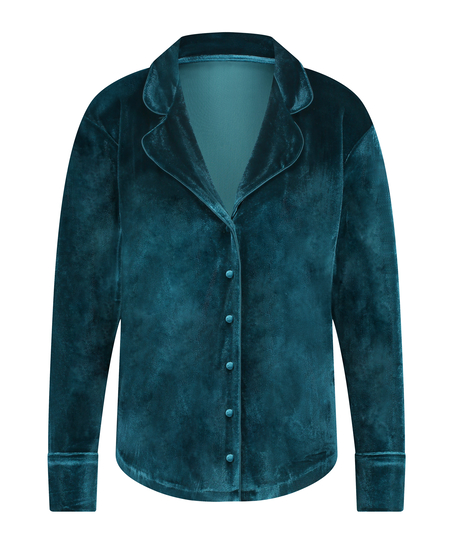 Langarmjacke Velours, Blau