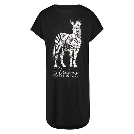 Nachthemd Rundhalsausschnitt, Schwarz