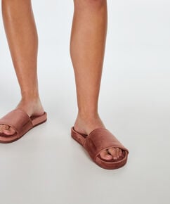 Hausschuhe Velours Fake Fur, Rose