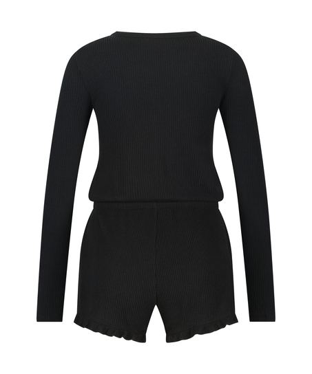 Brushed Short Onesie, Schwarz