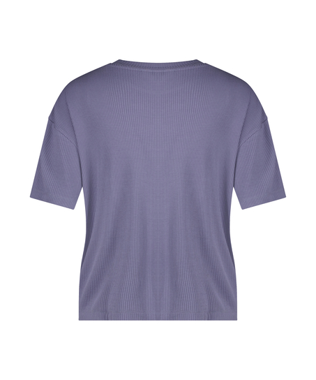 Top mit kurzen Ärmeln Rib, Lila