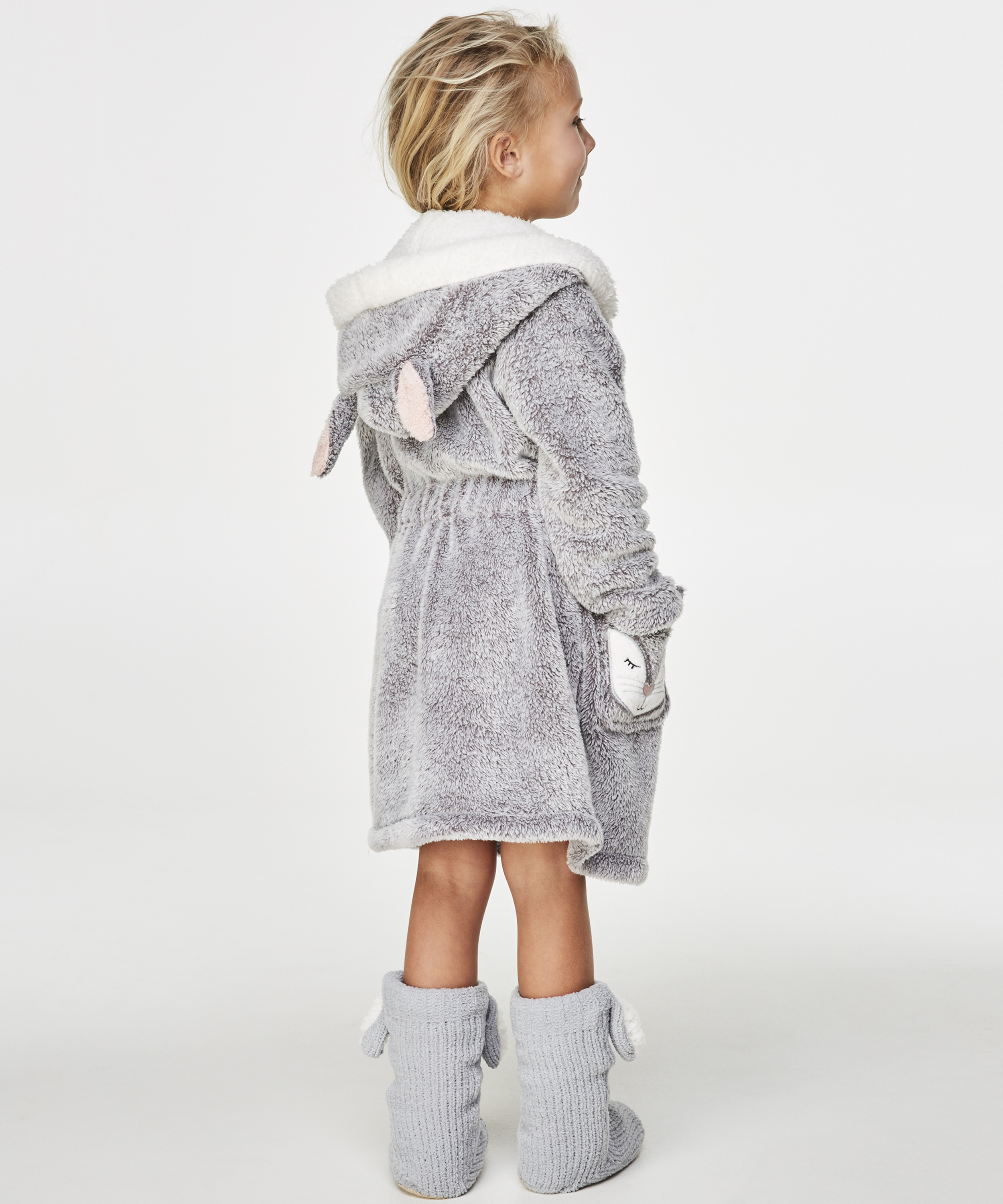 Badjas Fleece Enfant, Gris, main