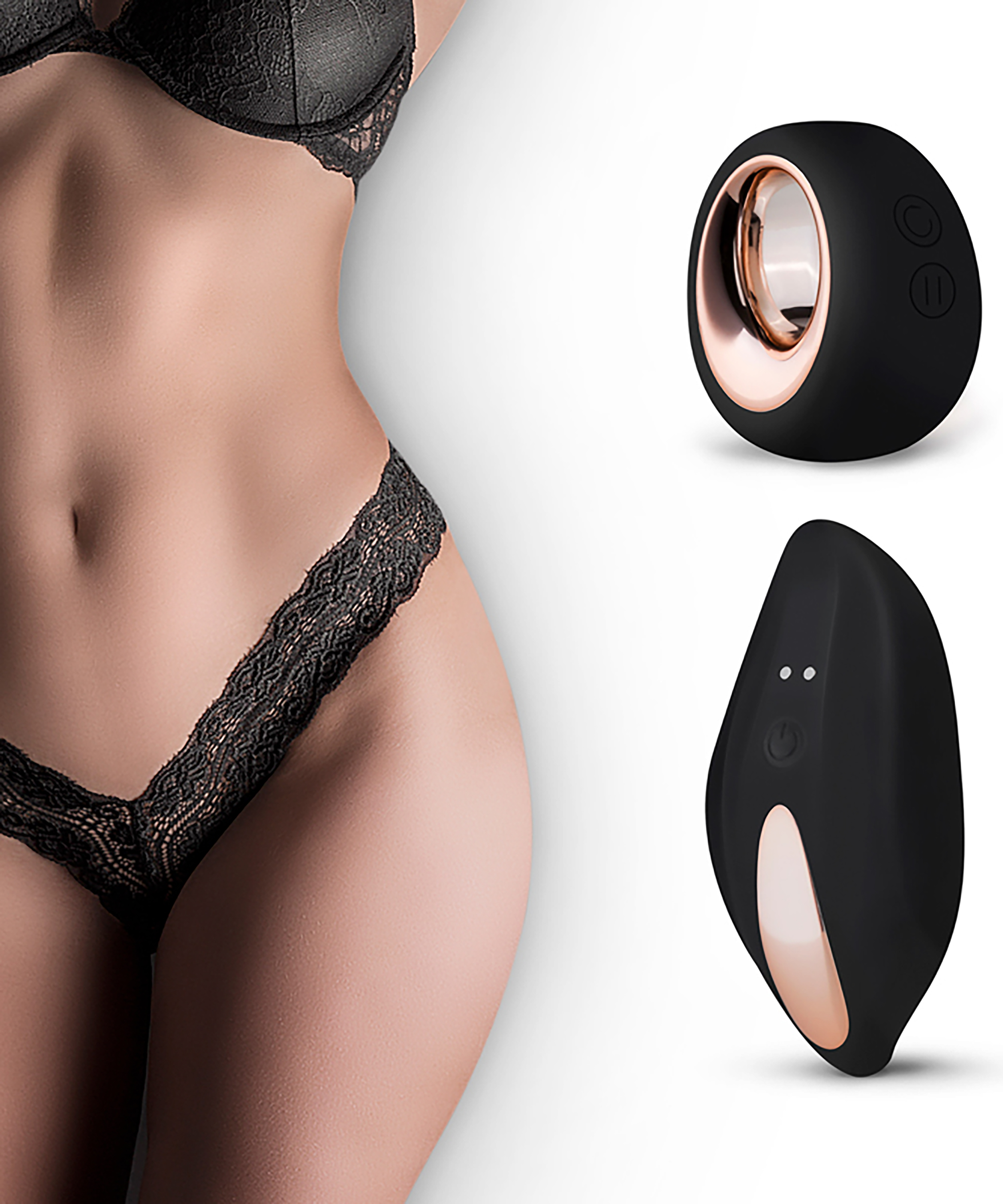 Ferngesteuerter Vibrator Spitzen-Tanga, Schwarz, main