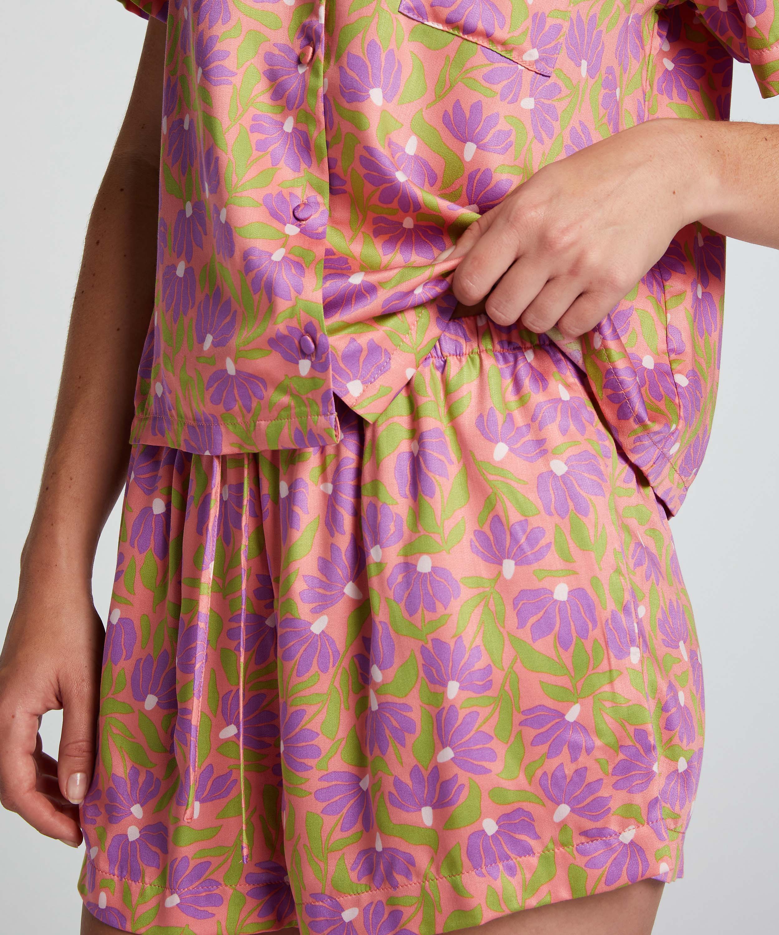 Short de pyjama Satin, Rose, main