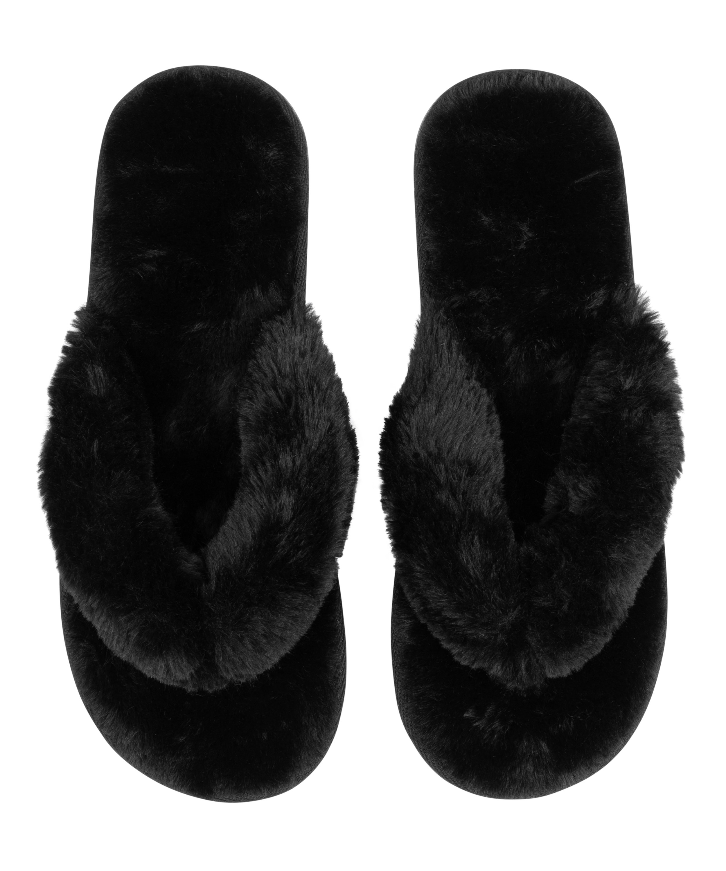 Hausschuhe Fake Fur, Schwarz, main