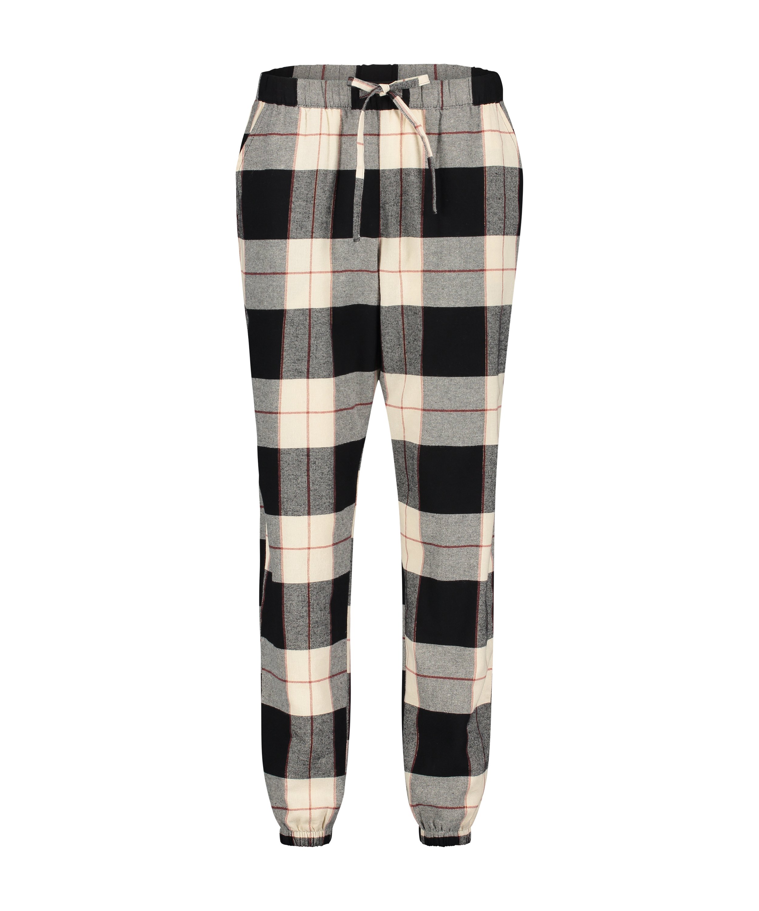 Pyjamahose Twill Check, Schwarz, main