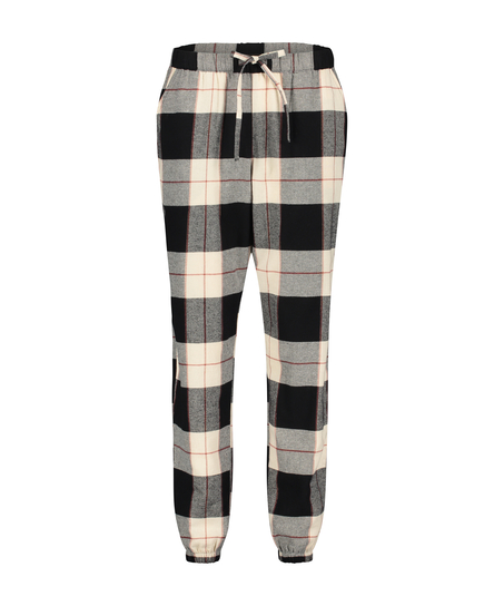 Pyjamahose Twill Check, Schwarz