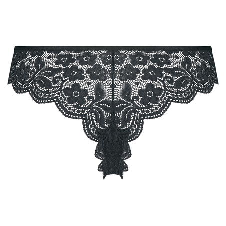 Slip brésilien taille haute dentelle, Noir