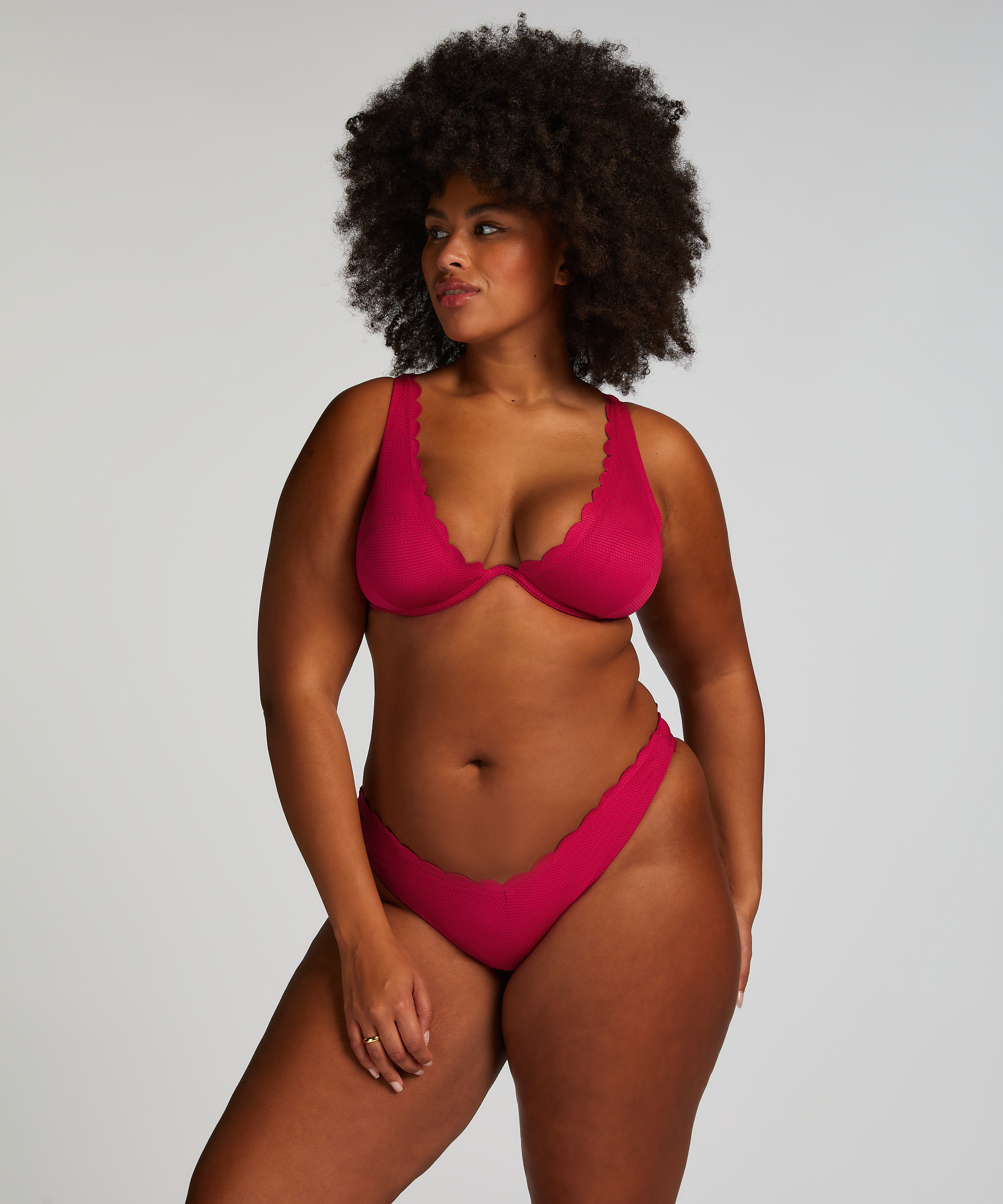 Unwattiertes Bügel-Bikini-Top Scallop, Rose, main