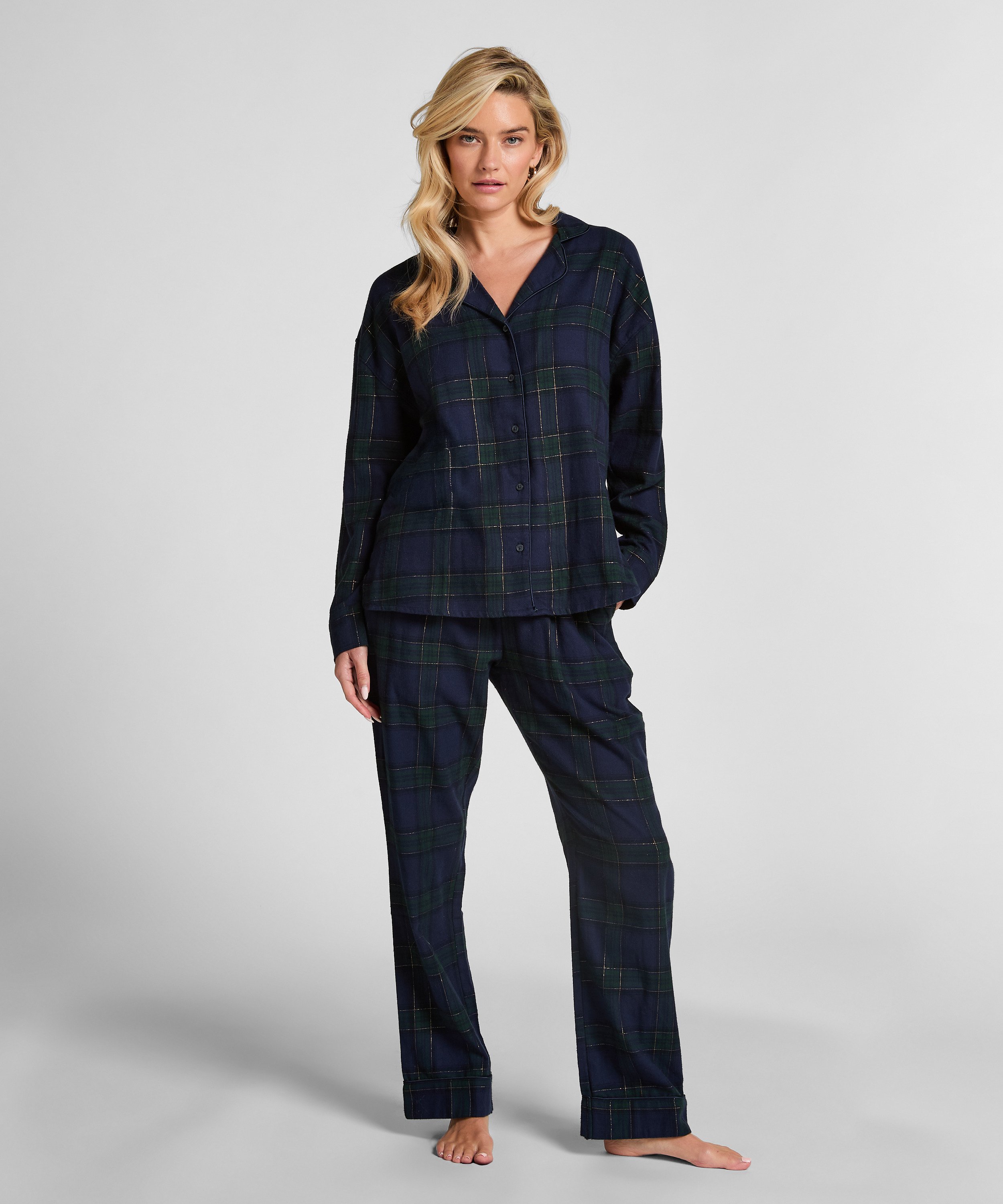 Pyjamatop aus Flanell, Blau, main