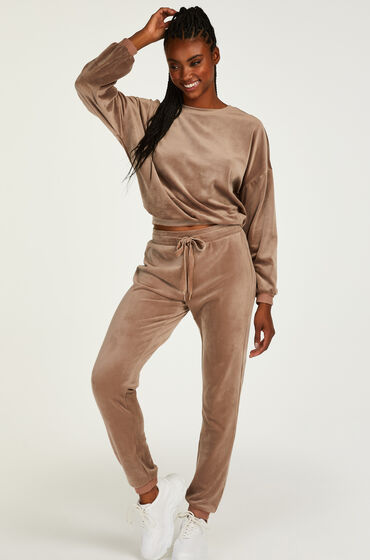 Hunkemöller Tall pantalon de jogging en velours lurex marron