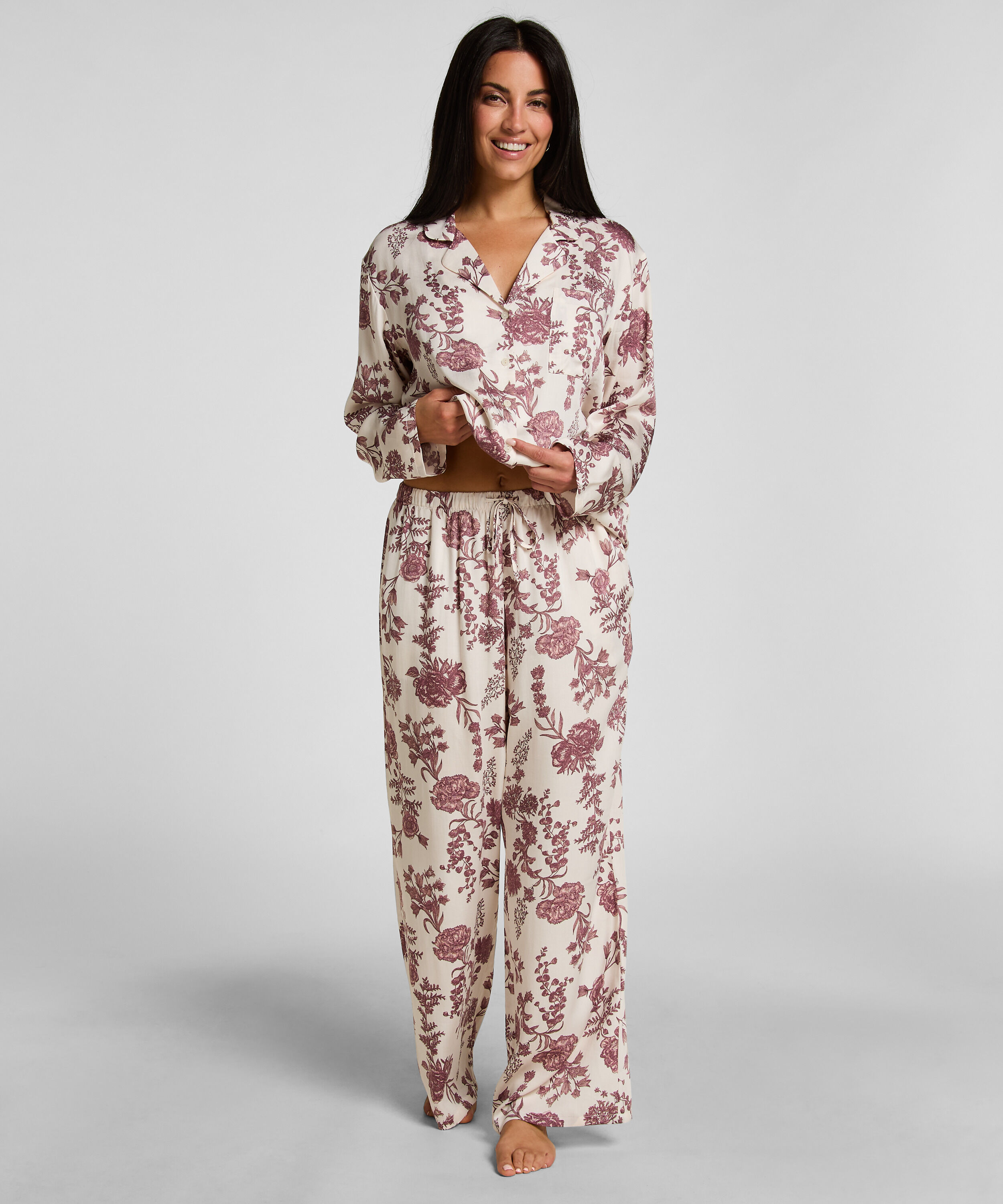 Pyjamahose Woven Print, Beige Pyjamahose Woven Print, Beige
