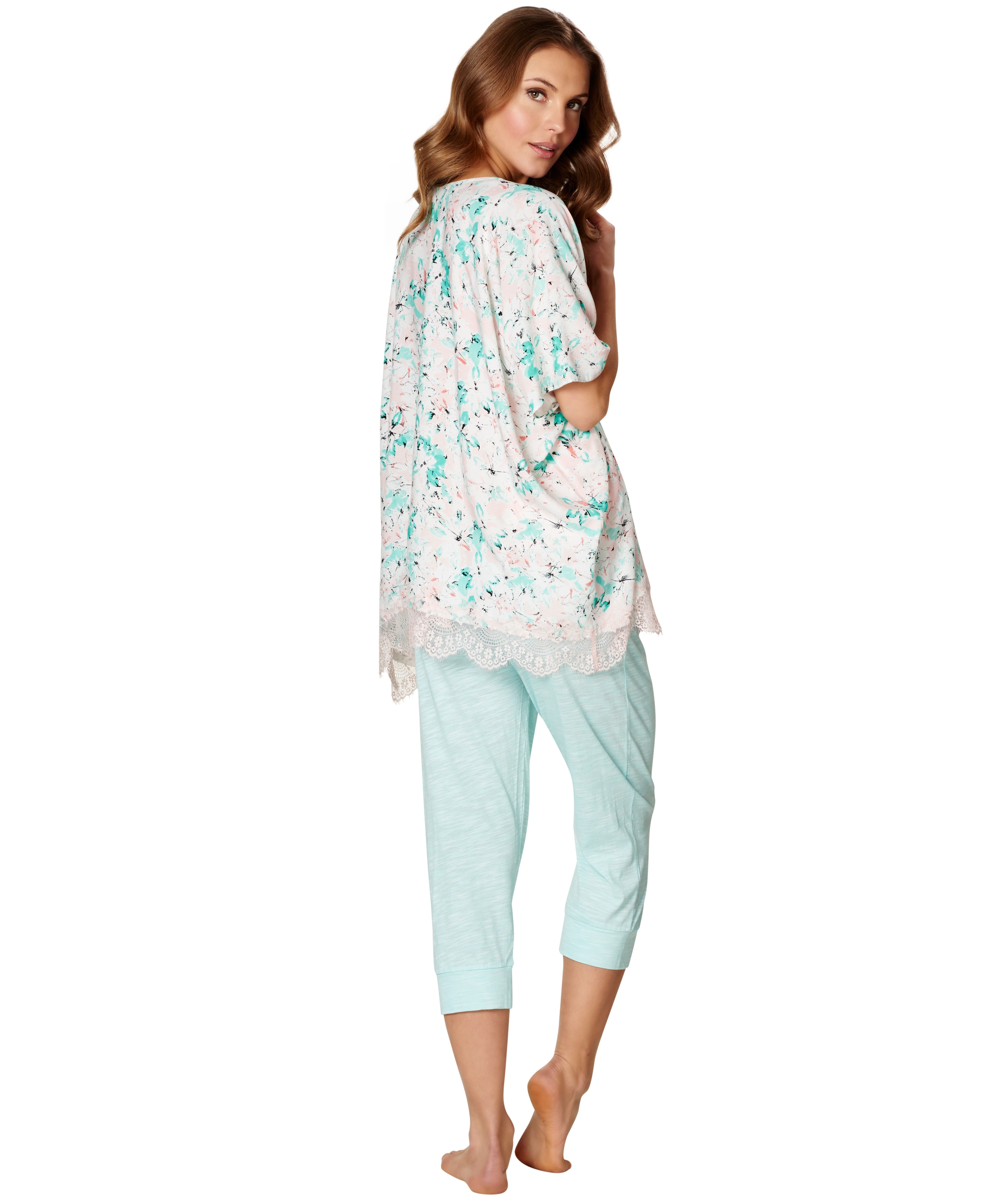 Kimono Macy lace print, Bleu, main