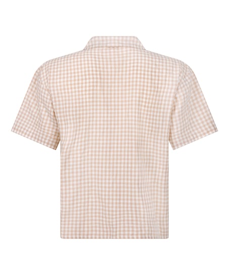 Veste en lin &agrave; carreaux, Blanc