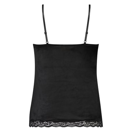 Cami Top Velours Lace, Schwarz