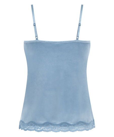 Camisole velours Dentelle, Bleu