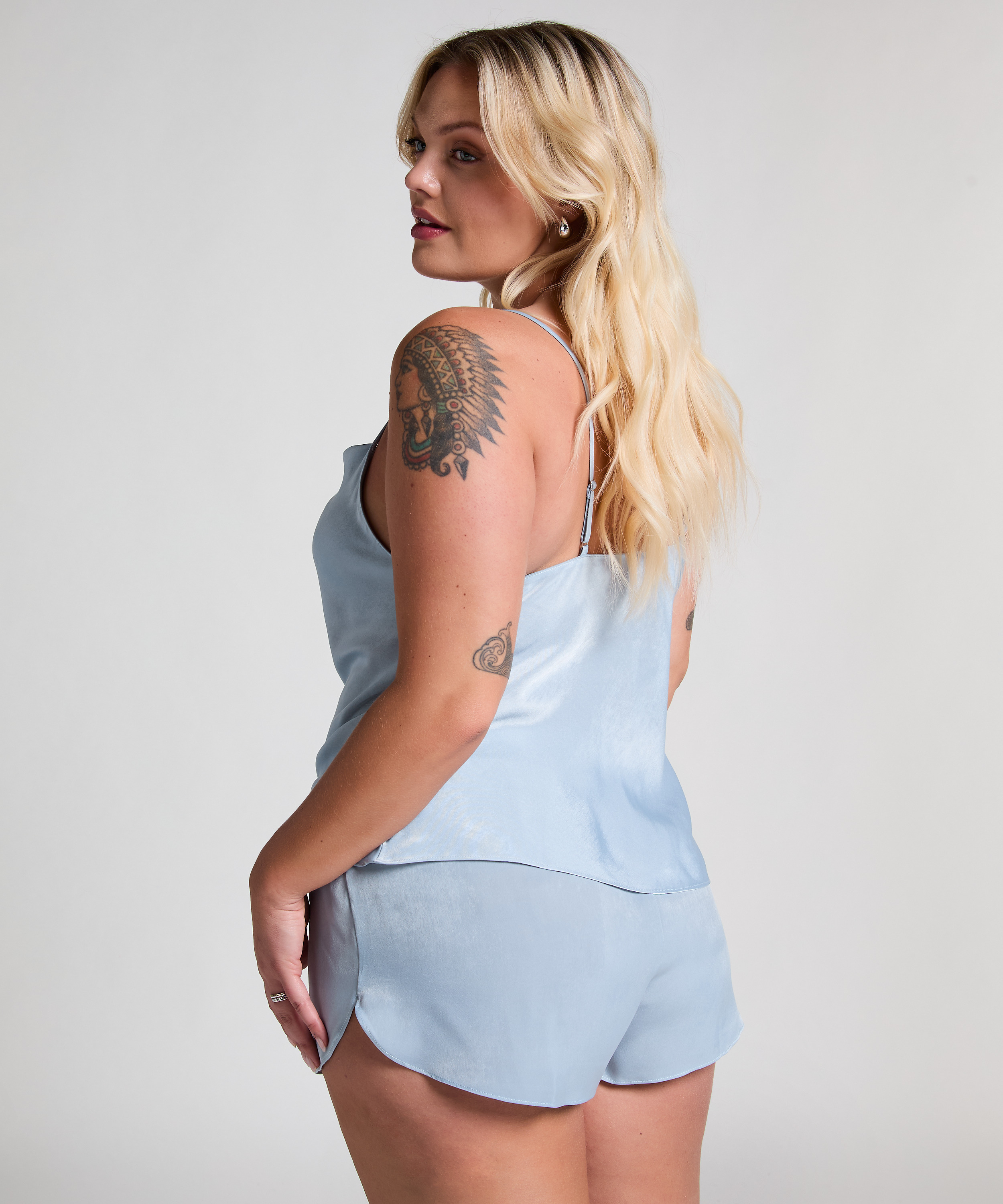 Satin-Cami Minimal, Blau, main