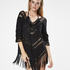 Fringe Tunika, Schwarz