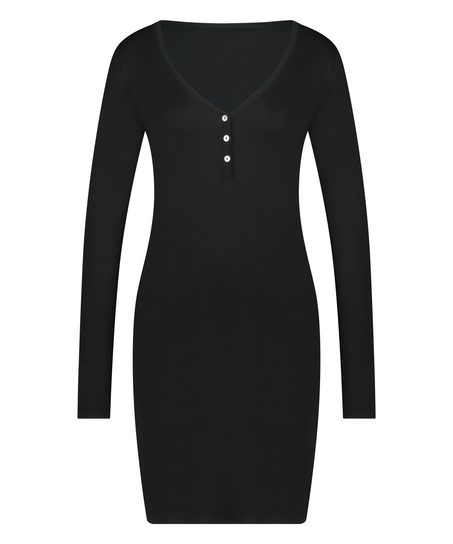 Nachthemd Henley, Schwarz