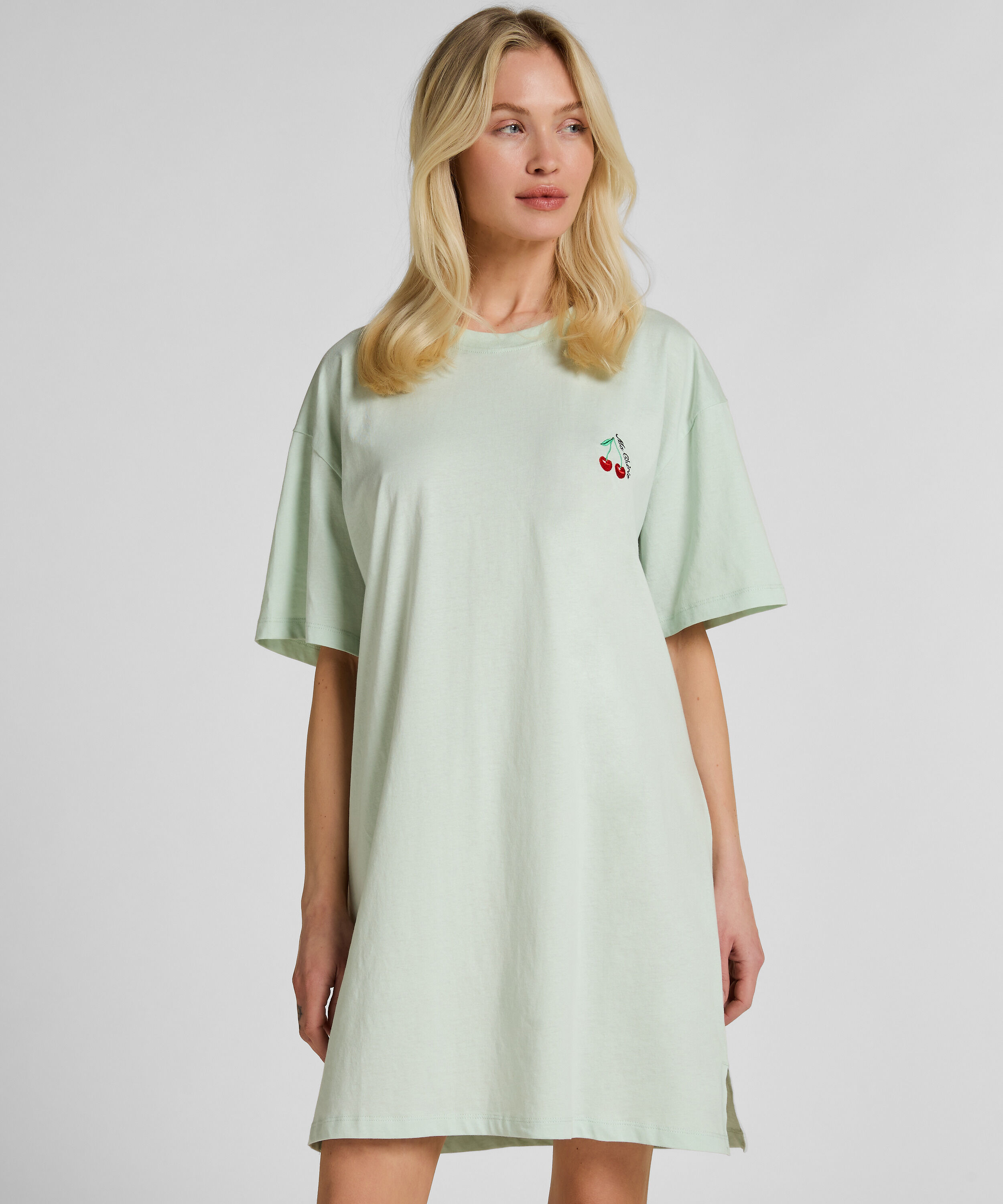Nachthemd mit Rundhalsausschnitt, Grün