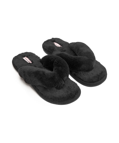 Tongs Fake Fur, Noir